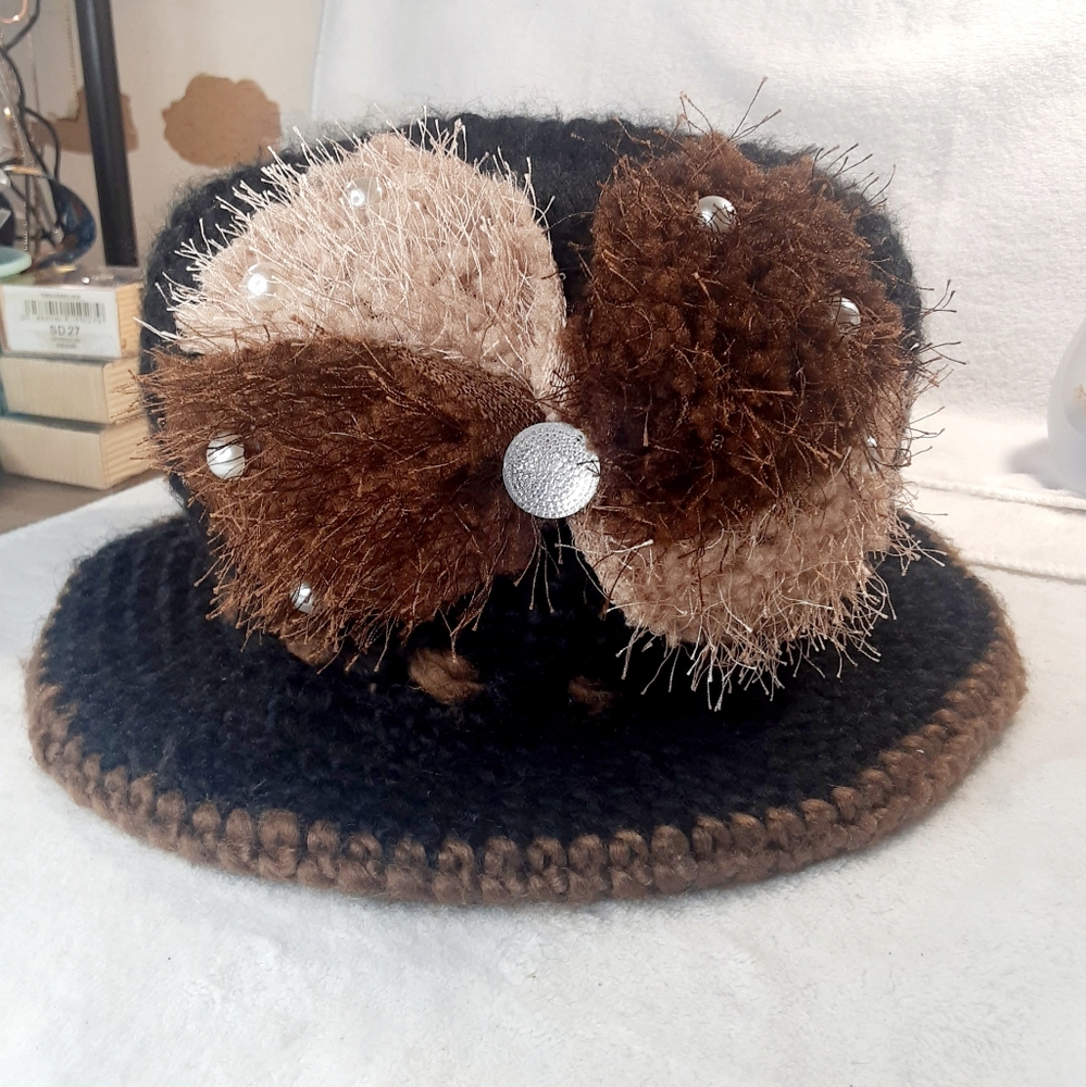Cutest Boho Black and Brown Crochet Hat